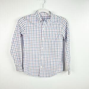 Janie and Jack Blue Pink Plaid Button Front Shirt Long Sleeved Boys Size 8